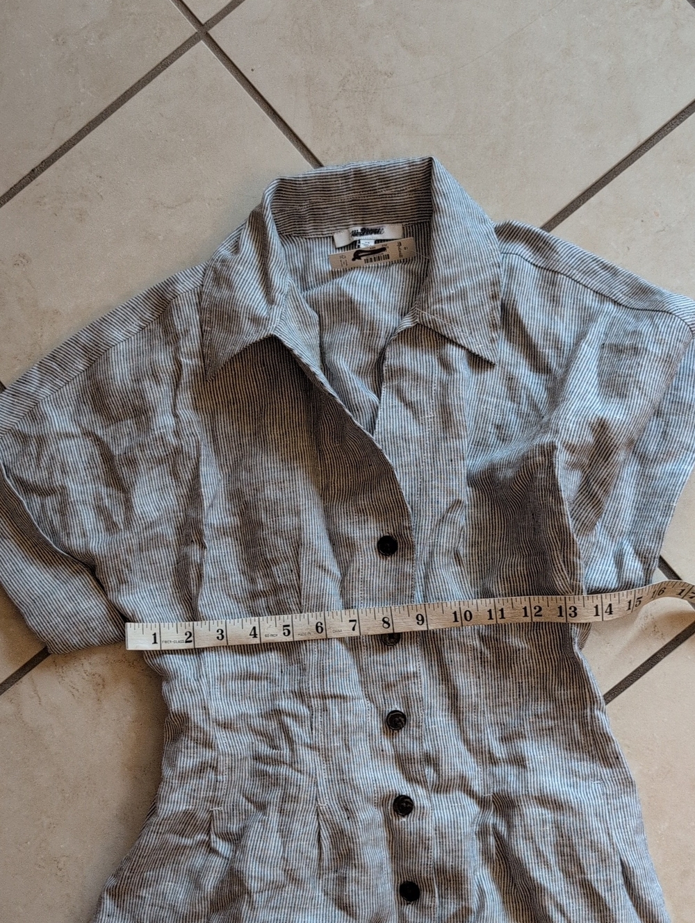 NWT Madewell Perry Mini Shirtdress Linen black white mini stripe Size L - Picture 5 of 11